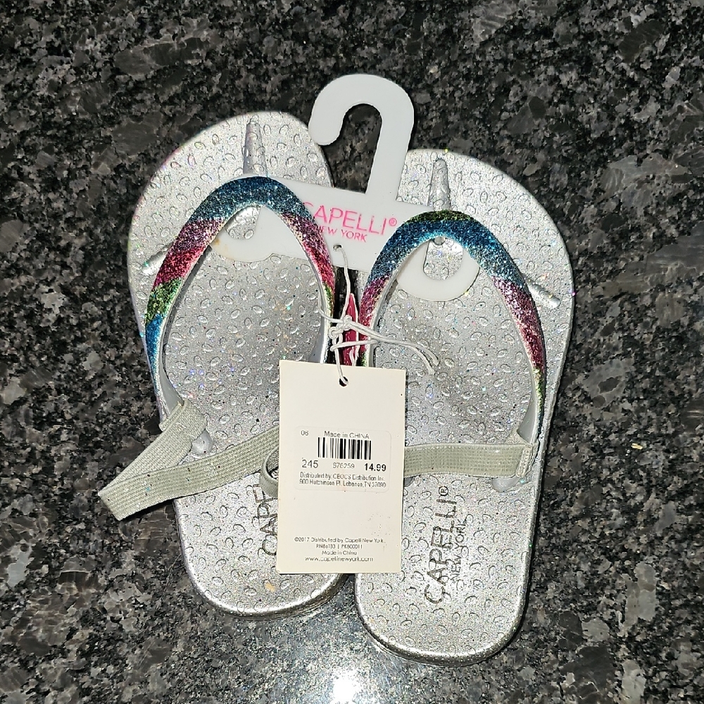 Girls CAPELLI Glitter Flip Flops/Sandles With Elastic Heel Strap